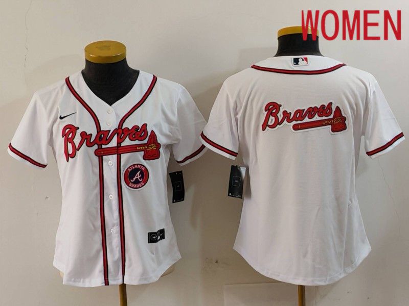 Women Atlanta Braves Blank White Game 2024 Nike MLB Jersey style 4->->